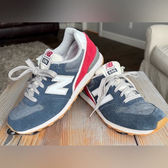 New Balance Shoes - New Balance 696 Women’s 7.5 Blue, White and Red Low Top Lace Sneakers